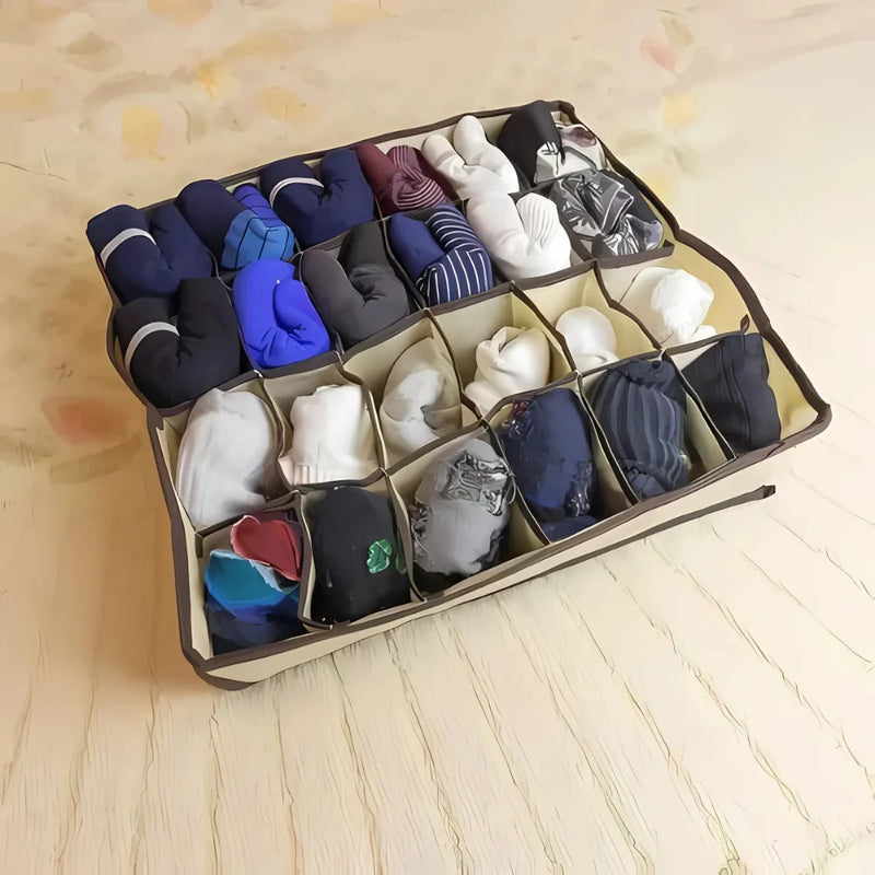 Kit até 3 Organizador de Gavetas Estojo com 24 Divisorias Para Guarda Roupas Portatil Dobravel Roupas Intimas e Objetos