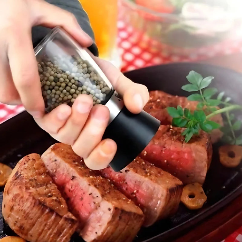 Kit 2 Grinder Seasonings, Salt, Pepper And Spices Glass and Inox Shredder