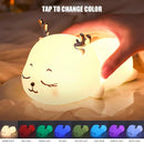 Mini Luminária Abajur Cervo Fofo Led Silicone Touch Recarregável