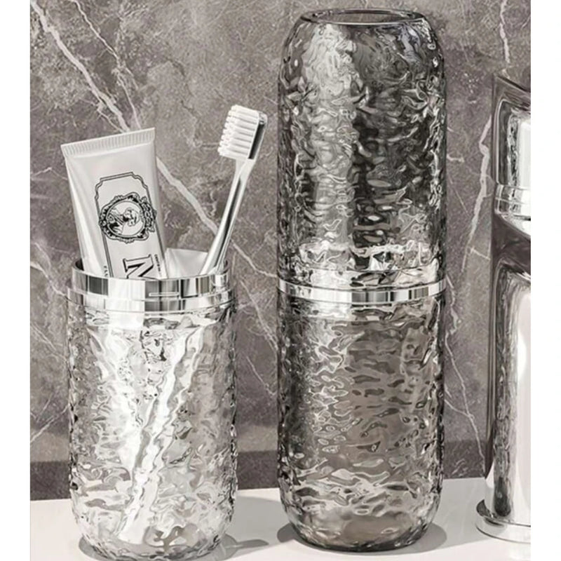 2 em 1 Porta Escovas Copo Portátil, Estojo de Armazenamento de Pasta de Dente e Escova de Dente para viagem. Copo de luxo e caix