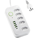 4 USB Extension Ruler 5 Socket Bivolt and USB Type-C Socket Power On And Off 2 METERS