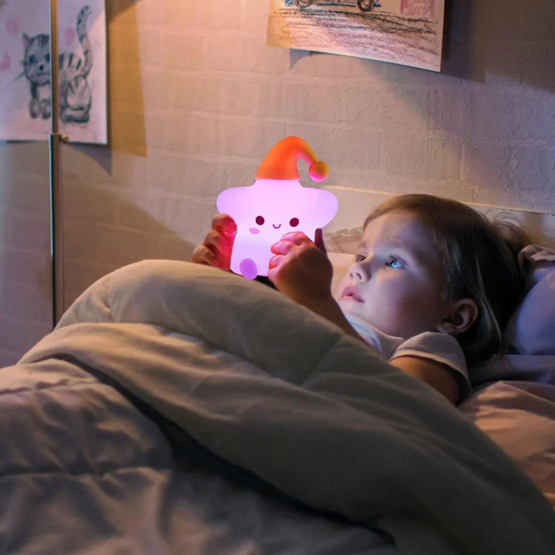 Mini Luminária Abajur Estrela Fofo Led Silicone Touch Recarregável