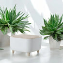 Mini Lixeira Quadrada Com Pés de Madeira Moderna Com Tampa de Pressão Para Sala Banheiro Cozinha Escritório 2L