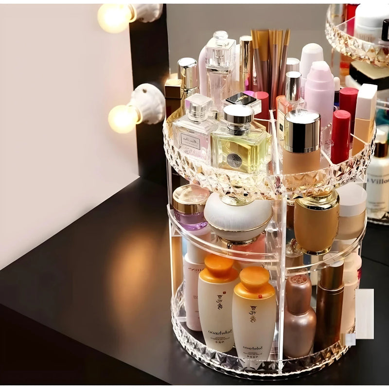 Organizador De Maquiagem Perfume Cosmético Acrilico 360º Organizador De Maquiagem Giratório Diamante