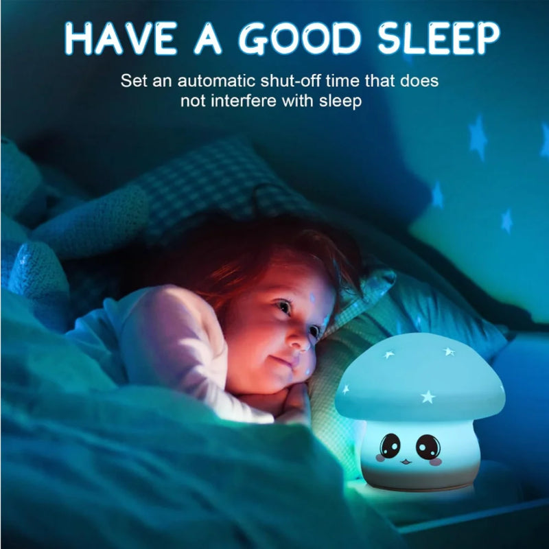 Mini Luminária Abajur Cogumelo Fofo Led Silicone Touch Recarregável