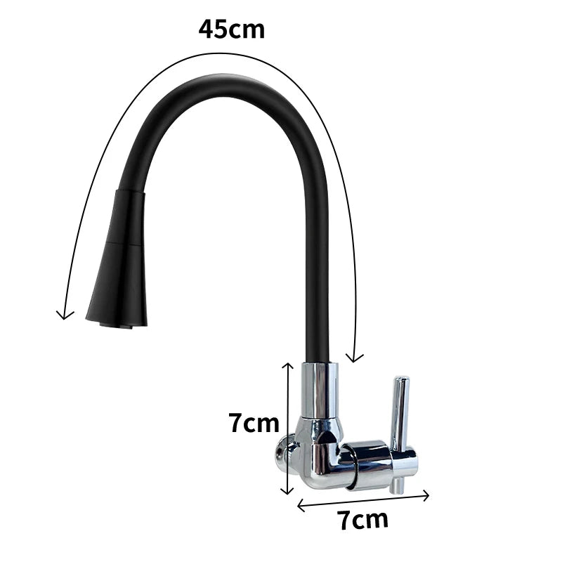 Versatile Black Wall Mounted Faucet with Flexible Double Jet Cone