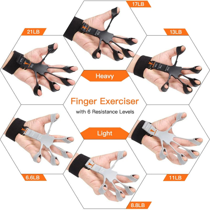 2 PCs 3 Level Guitar Finger Exerciser Stronger Silicone Physioterapy Pianista