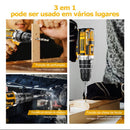 FURADEIRA PARAFUSADEIRA DE IMPACTO SEM FIO A BATERIA 21V/12V COM MALETA E ACESSÓRIOS