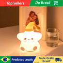Mini Luminária Abajur Estrela Fofo Led Silicone Touch Recarregável