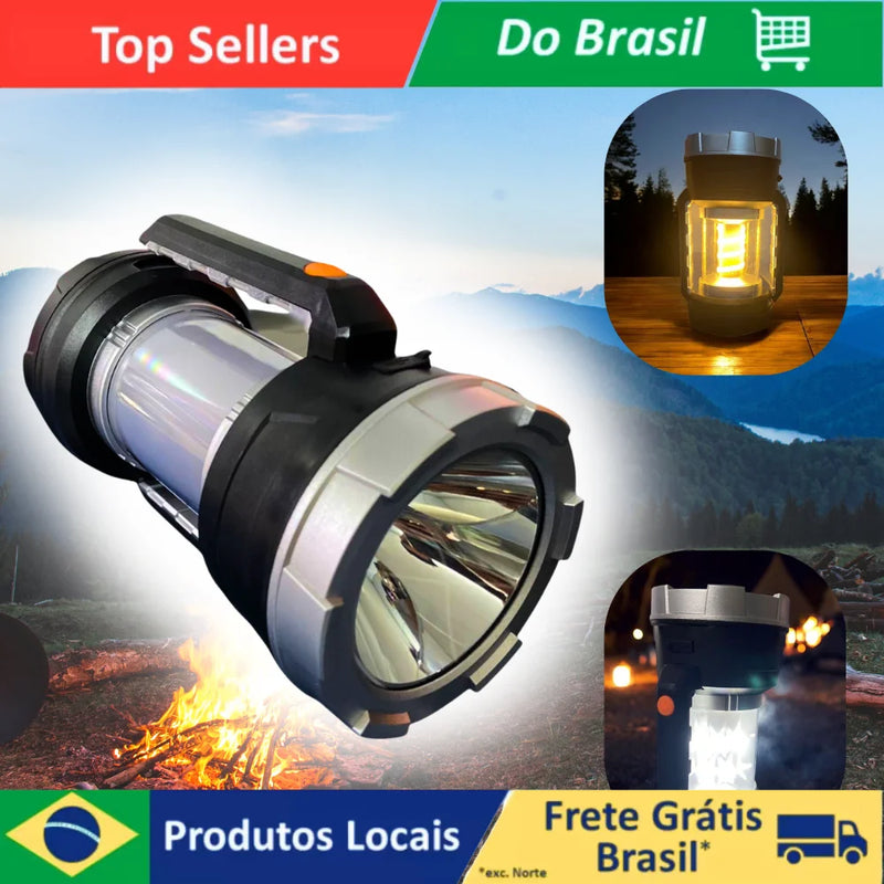 Lanterna Lamparina Luminaria 3 Funçoes Camping Carregador Solar USB Acampamento Trilha Potente