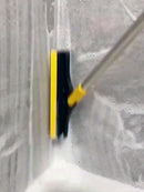 Escova Esfregão de 2 em 1 para Piso com Cabo Longo, Escova Rígida de Limpeza com Raspador e Limpa Vidros com Rotação de 120° - E