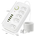 4 USB Extension Ruler 5 Socket Bivolt and USB Type-C Socket Power On And Off 2 METERS