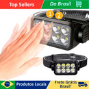 Nova Lanterna de Cabeça Recarregável A prova dagua Com 8 LEDs 3030 E Sensor Inteligente