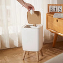 Lixeira Com Pés de Madeira Moderna Com Tampa de Pressão Para Sala Banheiro Cozinha Escritório 7L/10L