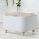 Mini Lixeira Quadrada Com Pés de Madeira Moderna Com Tampa de Pressão Para Sala Banheiro Cozinha Escritório 2L