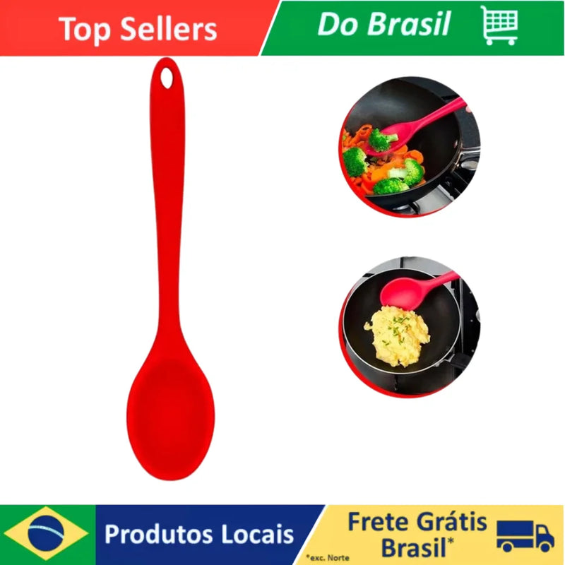 Kit up to 3 Spoon Silicone Red Color Kitchen Utensils