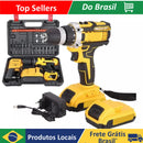 FURADEIRA PARAFUSADEIRA DE IMPACTO SEM FIO A BATERIA 21V/12V COM MALETA E ACESSÓRIOS