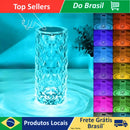 Luminária De Mesa Cristal Diamante Controle De Toque Cabeceira Mudança De Cor Criativo LED