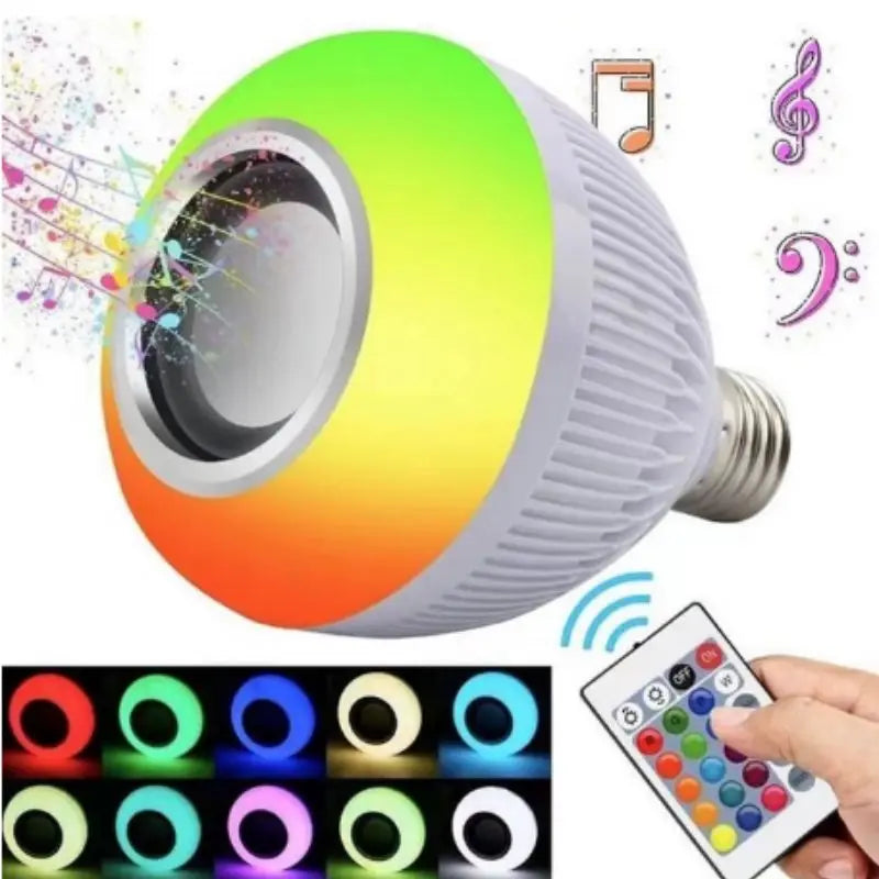 Lampada De Led Com  Bluetooth E Caixa De Som C Controle Rgb 12W