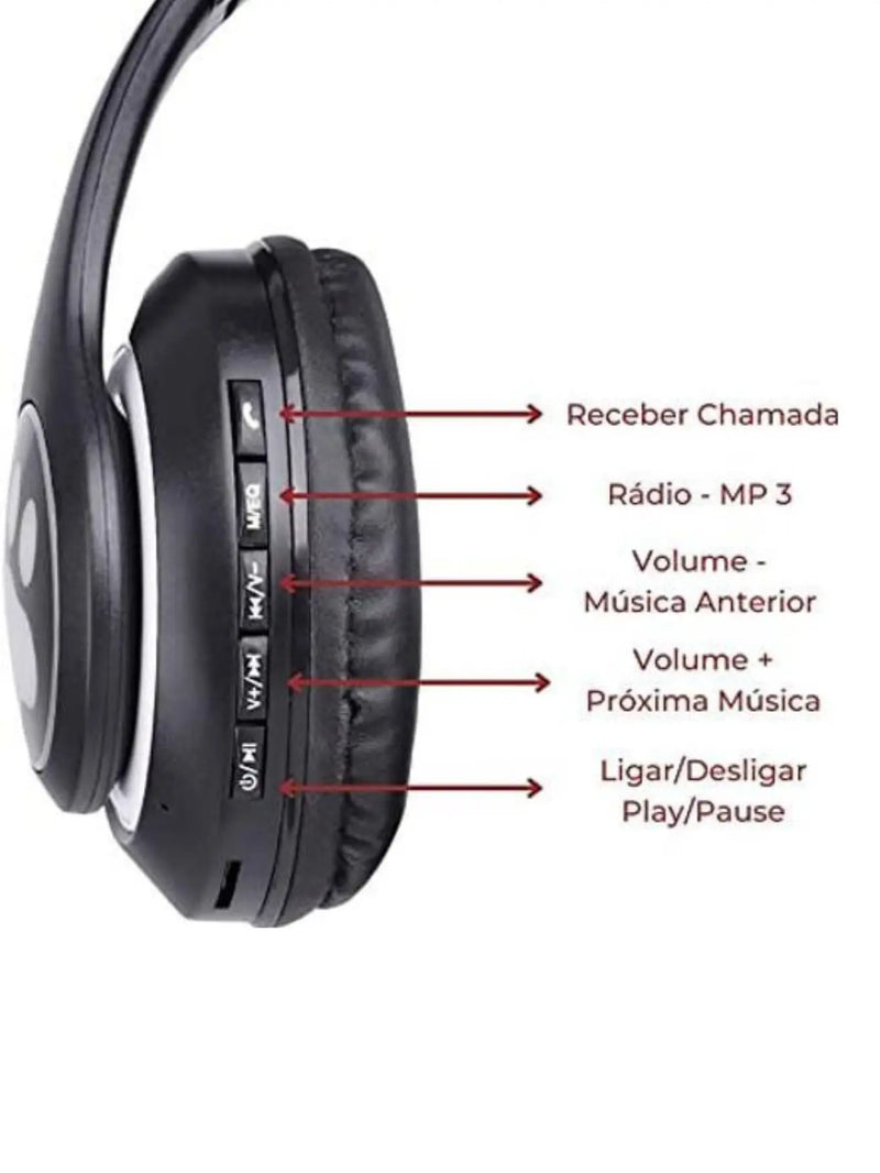 Fone orelha de gatinho com Led Headphone com bluetooth 5.0