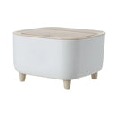 Mini Lixeira Quadrada Com Pés de Madeira Moderna Com Tampa de Pressão Para Sala Banheiro Cozinha Escritório 2L