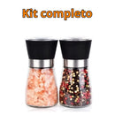 Kit 2 Grinder Seasonings, Salt, Pepper And Spices Glass and Inox Shredder