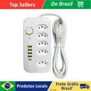 4 USB Extension Ruler 5 Socket Bivolt and USB Type-C Socket Power On And Off 2 METERS