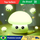 Mini Luminária Abajur Cogumelo Fofo Led Silicone Touch Recarregável
