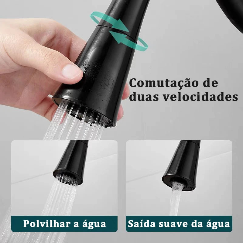 Versatile Black Wall Mounted Faucet with Flexible Double Jet Cone