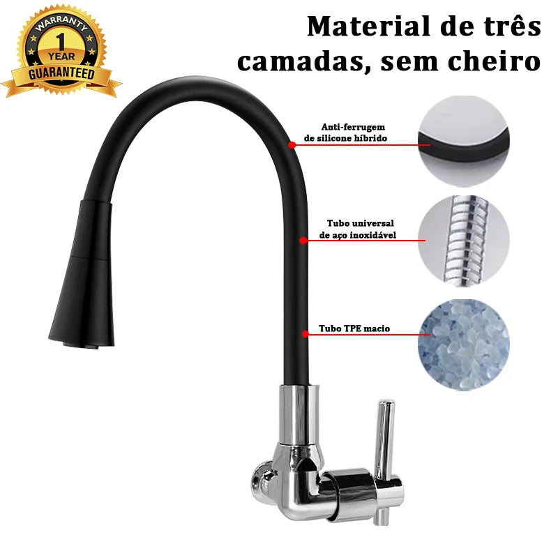 Versatile Black Wall Mounted Faucet with Flexible Double Jet Cone