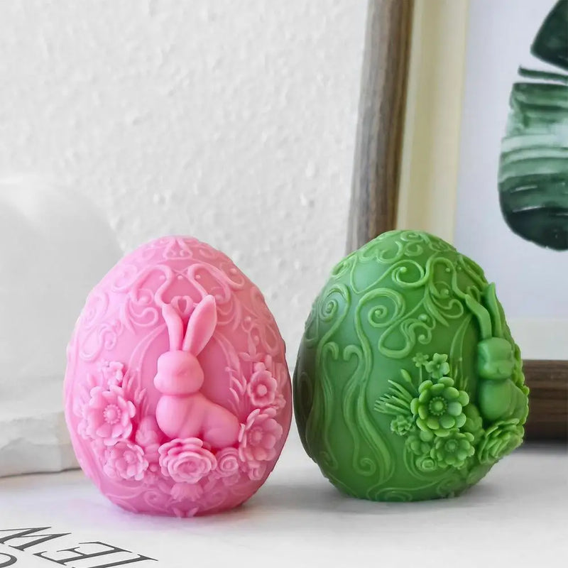 🕯️🐣 Molde de Silicone 3D Coelhinho e Ovo de Páscoa – Para Velas, Gesso, Sabonetes e Artesanato | Moldes Criativos Feitos à Mão