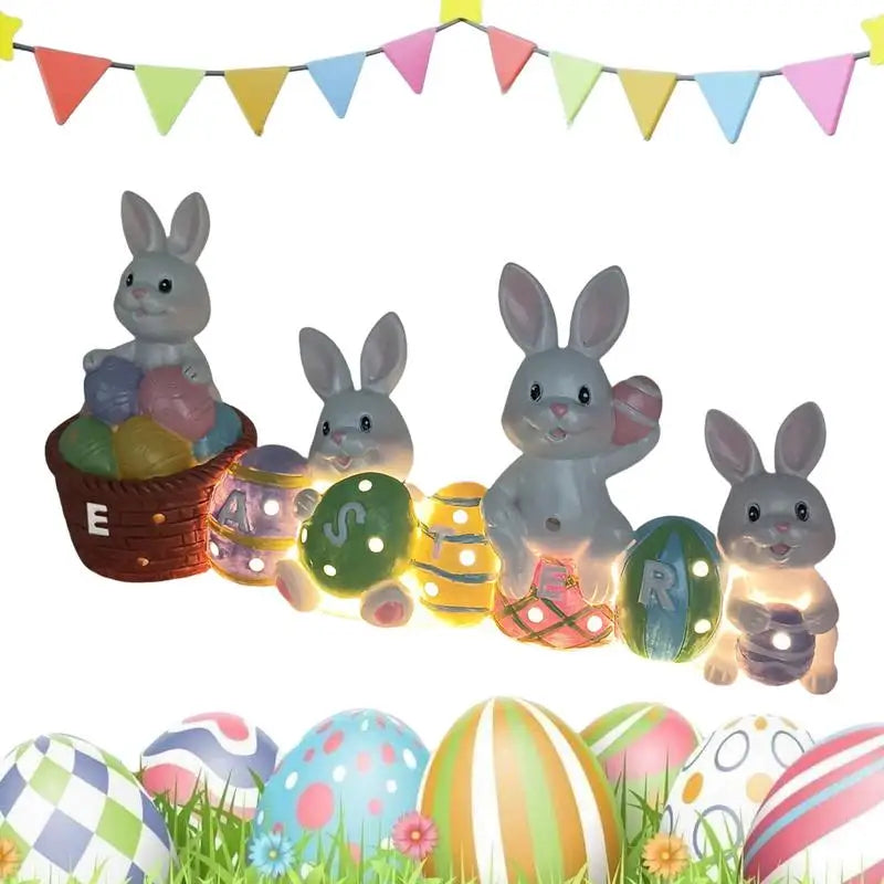 🐰✨ Estatueta LED Coelhinho com Ovo de Páscoa – Decorativo, Educativo e Iluminado | Presente Criativo, Topo de Bolo, Enfeite para Festa e Casa