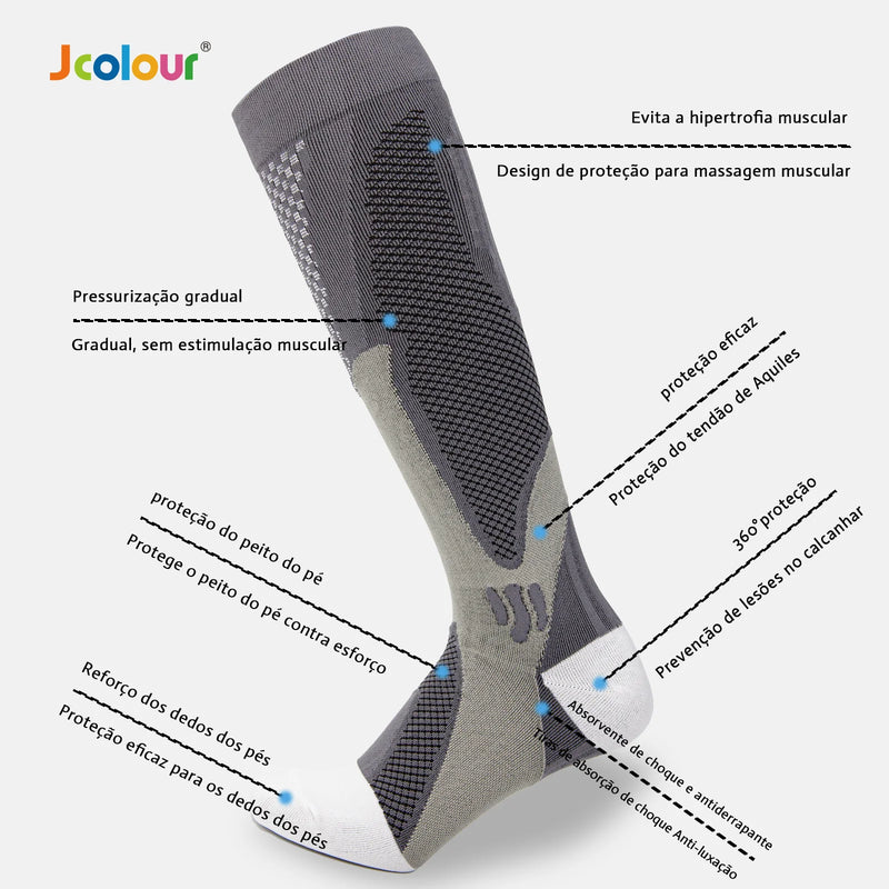 Kit com 3 Pares de Meias de Compressão Profissional – Estimula Corrida, Ciclismo, Performance em Provas e Alívio de Varizes