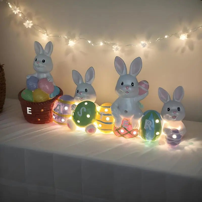 🐰✨ Estatueta LED Coelhinho com Ovo de Páscoa – Decorativo, Educativo e Iluminado | Presente Criativo, Topo de Bolo, Enfeite para Festa e Casa