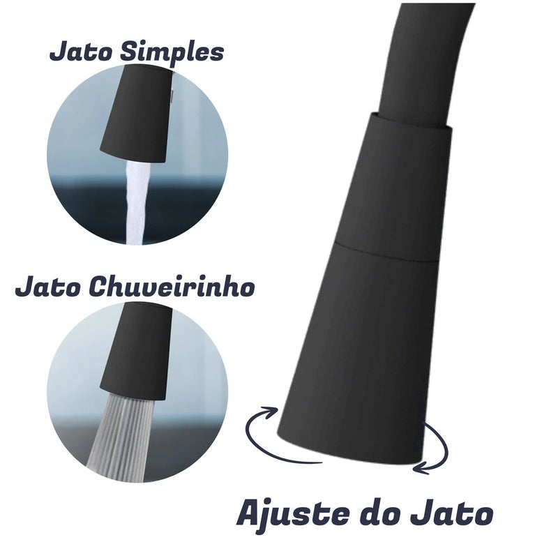 Versatile Black Wall Mounted Faucet with Flexible Double Jet Cone
