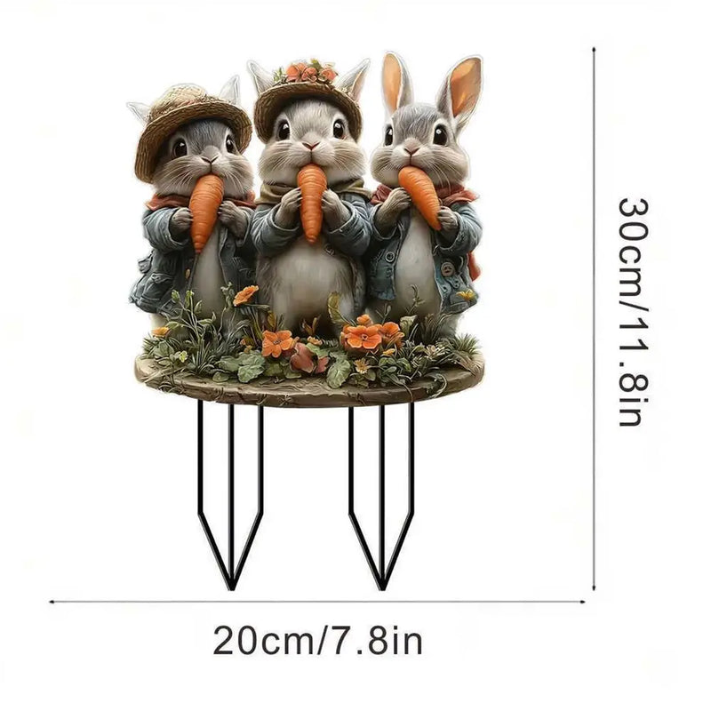 Estacas Decorativas de Jardim – Temática de Páscoa | Placas de Coelhinho e Ovos em Acrílico 2D para Quintal e Varanda