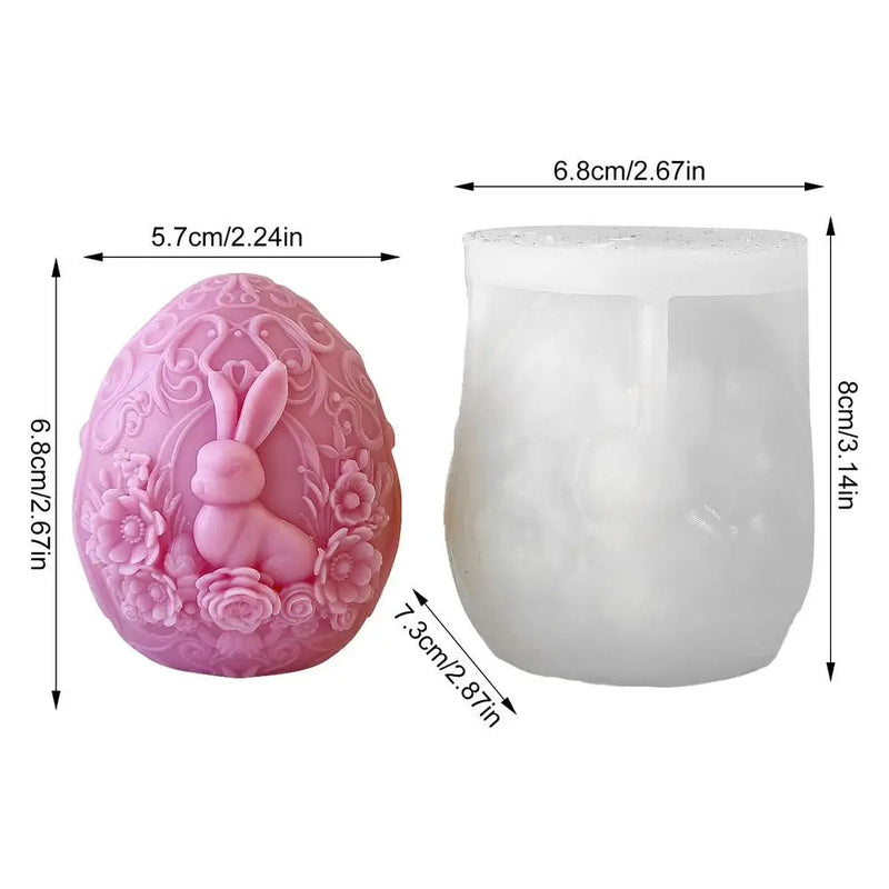 🕯️🐣 Molde de Silicone 3D Coelhinho e Ovo de Páscoa – Para Velas, Gesso, Sabonetes e Artesanato | Moldes Criativos Feitos à Mão
