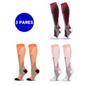 Kit com 3 Pares de Meias de Compressão Profissional – Estimula Corrida, Ciclismo, Performance em Provas e Alívio de Varizes