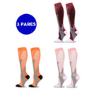 Kit com 3 Pares de Meias de Compressão Profissional – Estimula Corrida, Ciclismo, Performance em Provas e Alívio de Varizes
