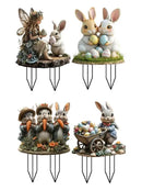 Estacas Decorativas de Jardim – Temática de Páscoa | Placas de Coelhinho e Ovos em Acrílico 2D para Quintal e Varanda