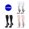 Kit com 3 Pares de Meias de Compressão Profissional – Estimula Corrida, Ciclismo, Performance em Provas e Alívio de Varizes