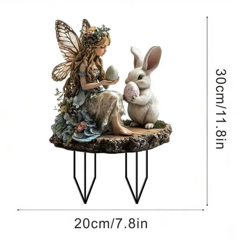 Estacas Decorativas de Jardim – Temática de Páscoa | Placas de Coelhinho e Ovos em Acrílico 2D para Quintal e Varanda