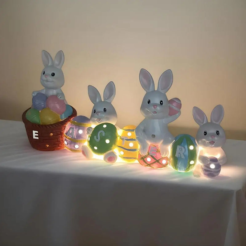 🐰✨ Estatueta LED Coelhinho com Ovo de Páscoa – Decorativo, Educativo e Iluminado | Presente Criativo, Topo de Bolo, Enfeite para Festa e Casa