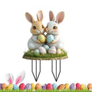 Estacas Decorativas de Jardim – Temática de Páscoa | Placas de Coelhinho e Ovos em Acrílico 2D para Quintal e Varanda