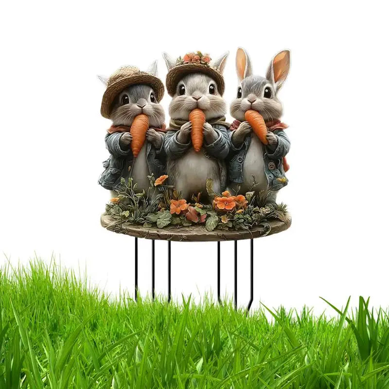 Estacas Decorativas de Jardim – Temática de Páscoa | Placas de Coelhinho e Ovos em Acrílico 2D para Quintal e Varanda